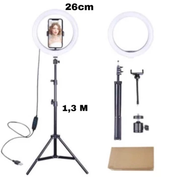 Ring Light 26cm Tripod 1.3m Selfie Make Up Vlog Live Lighting Foto