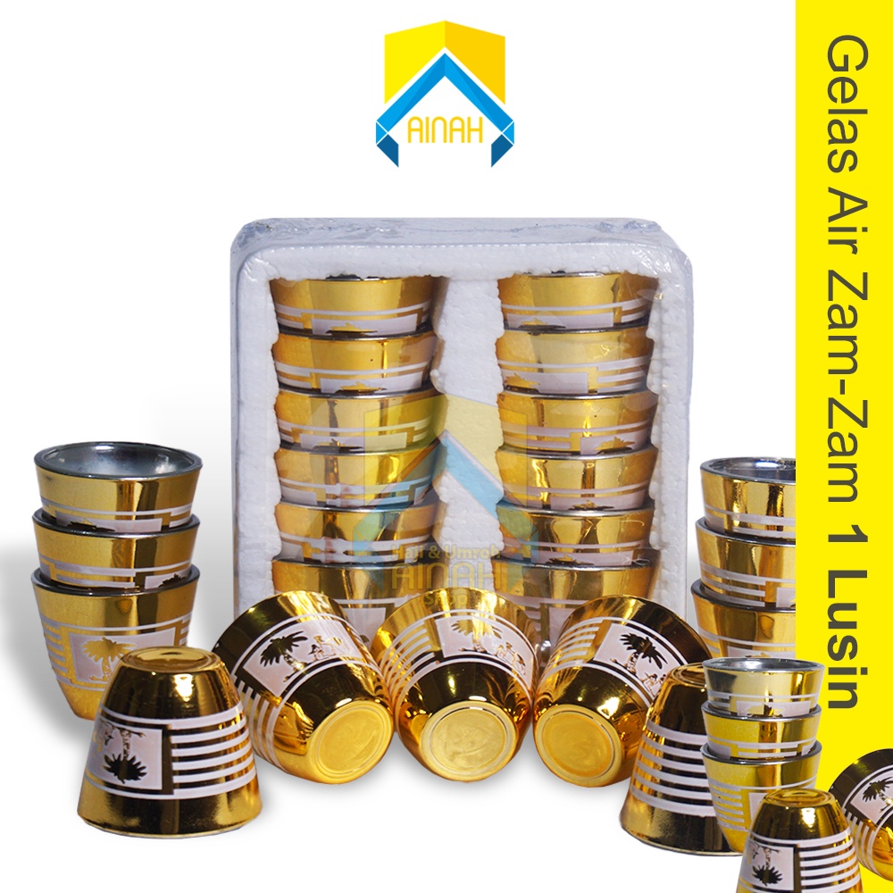 Jual Gelas Air Zam Zam Arab Kuning Golden Emas Isi 12 1 Lusin Versi Biasa Dan Premium Oleh 2635