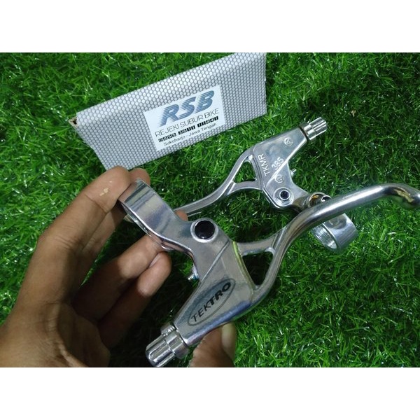 Jual brake lever TEKTRO handle rem Sepeda MTB Hybrid lipat Silver TKMR 385 handle panjang alluminium alloy Shopee Indonesia