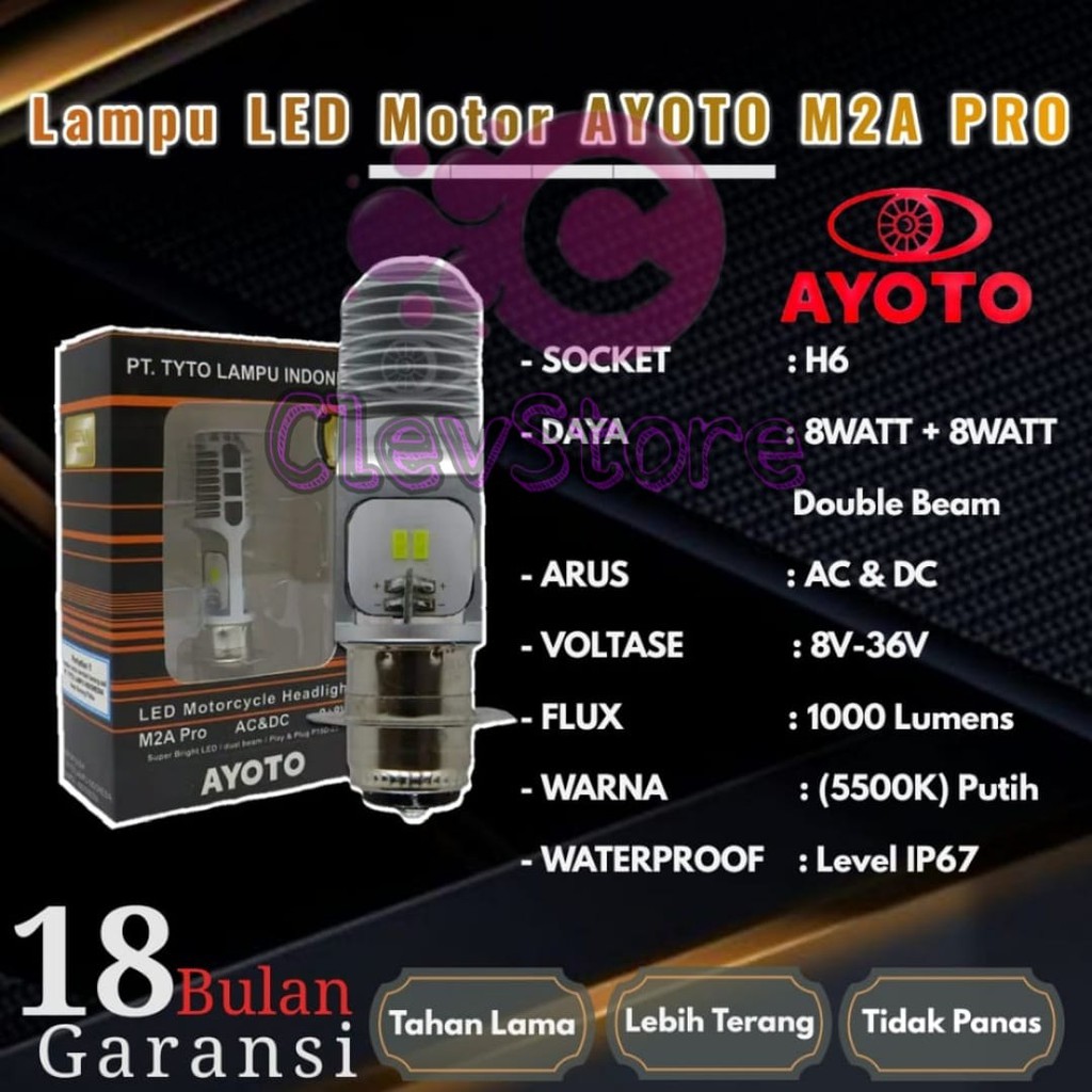 Jual LAMPU LED Motor AYOTO M2A PRO H6 AC & DC Motor Matic / Bebek ...