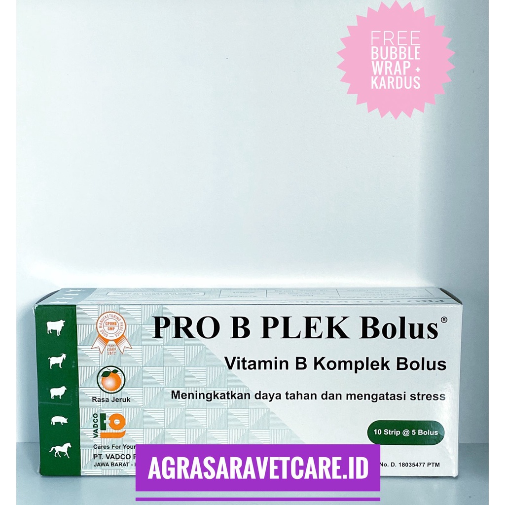 Jual PRO B PLEK 1 DUS (ISI 50 BOLUS) Vitamin B kompleks Hewan BOLUS