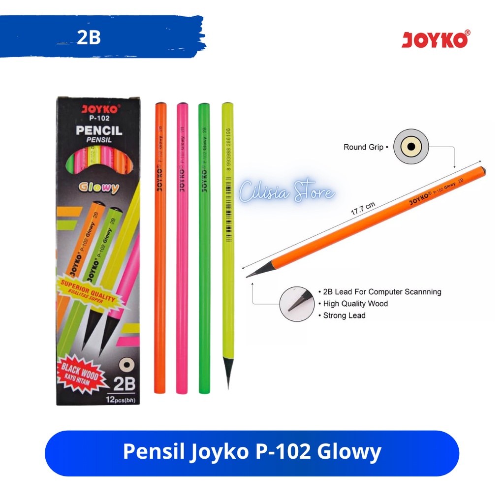 Jual Pensil B Joyko P Glowy Pensil Kayu Pencil B Box Isi