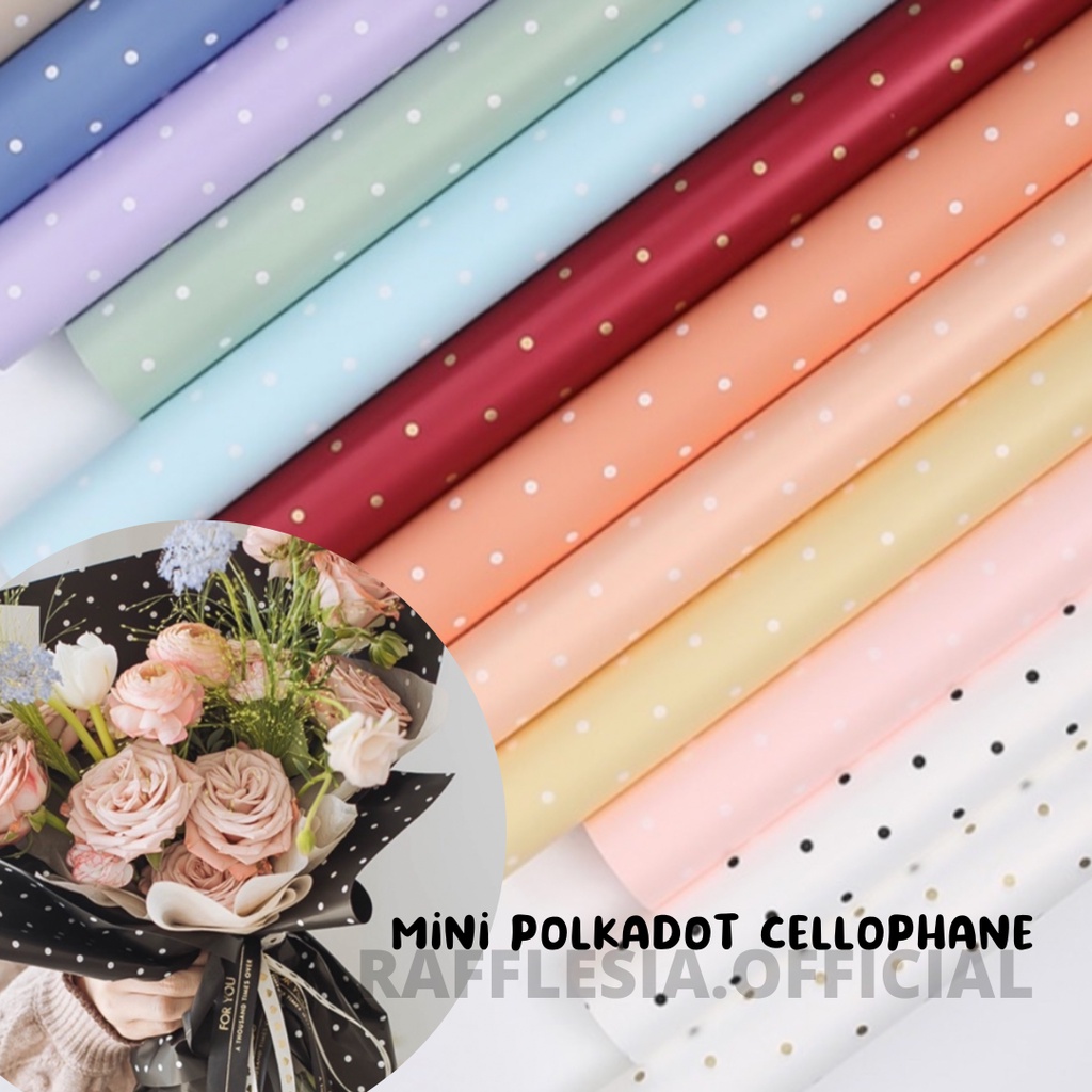 Jual [5 LEMBAR] FLOWER WRAPPING MINI POLKADOT CELLOPHANE WATERPROOF ...