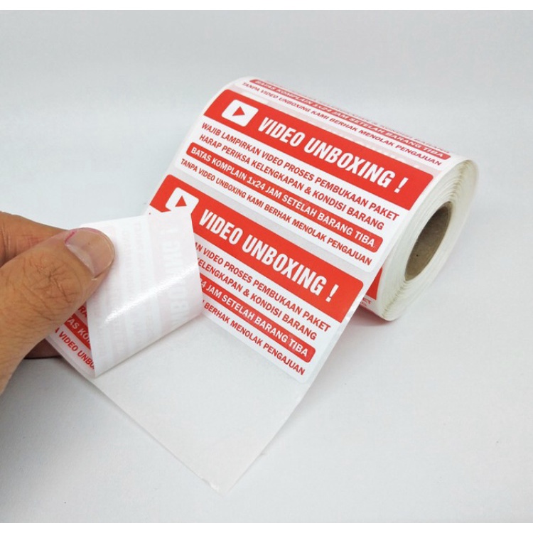 Jual Sticker Label Wajib Video Unboxing 8,5 x 3,5 cm (1 roll/ 500 pcs ...