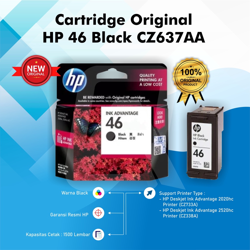 Jual Tinta HP 46 Black Original Ink Cartridge | Shopee Indonesia