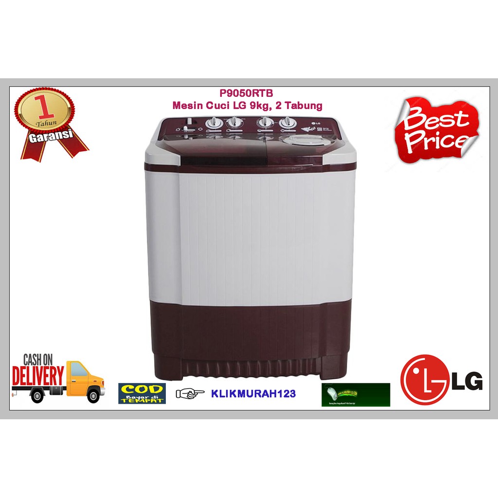 Jual LG P9050RTB MESIN CUCI 2 TABUNG 9KG | Shopee Indonesia