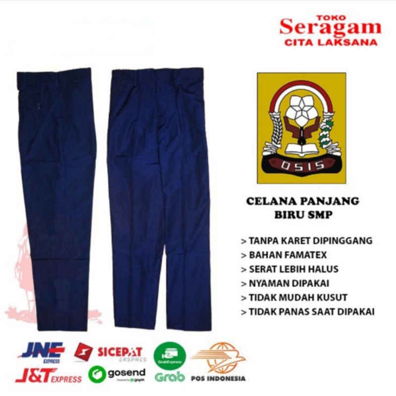 Jual Seragam Sekolah Celana Panjang Biru Smp Shopee Indonesia 3955