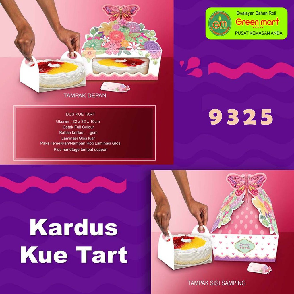 Jual Model Terbaru Box Kardus Kotak Kue Tart Motif Kupu Kupu Ukuran 22x22x10 Cm 1 Pack Isi 2