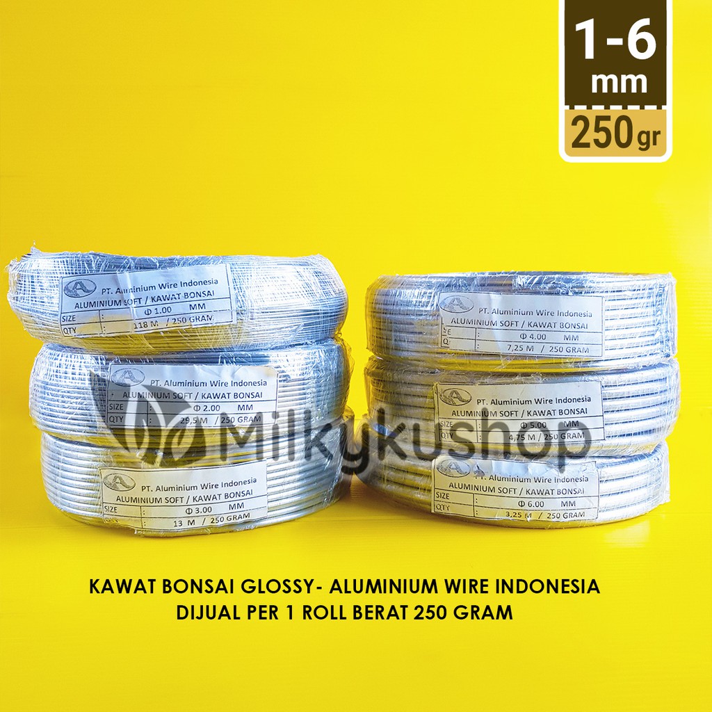 Jual KAWAT BONSAI ALUMINIUM WIRE INDONESIA AWI SILVER GLOSSY 250 GRAM Shopee Indonesia