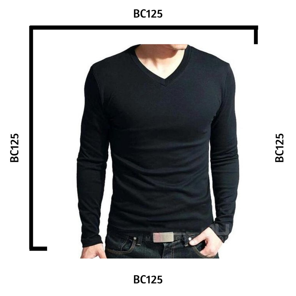 Jual Kaos V-NECK Polos Dewasa Lengan Panjang Cotton Combed 30s | Shopee ...