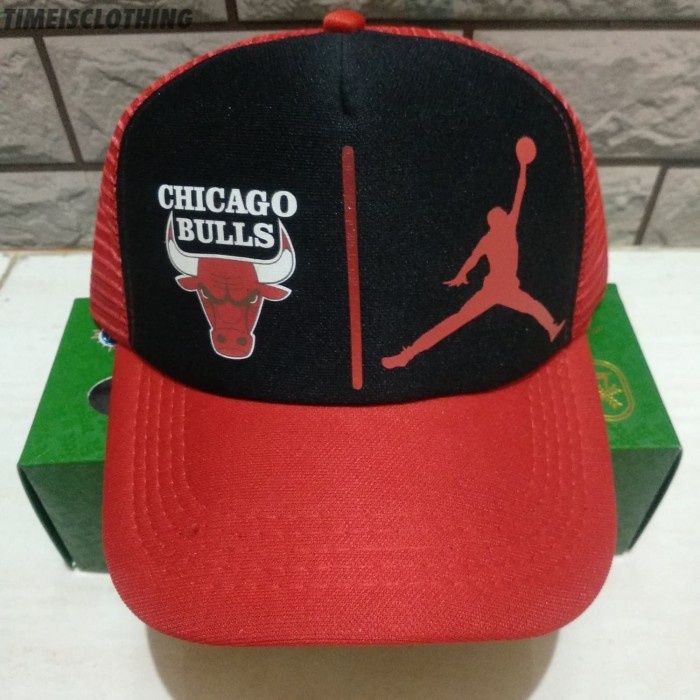 Jual Topi Chicago Bulls trucker - merah hitam - Polyflex murah TIC ...