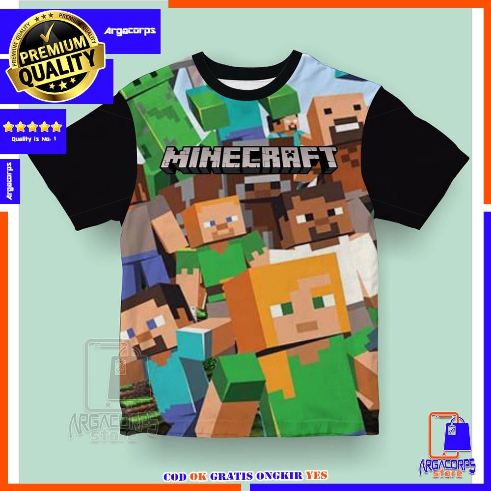 Jual Kaos Anak 3D Baju Anak Minecraft With Friends Baju Distro ...