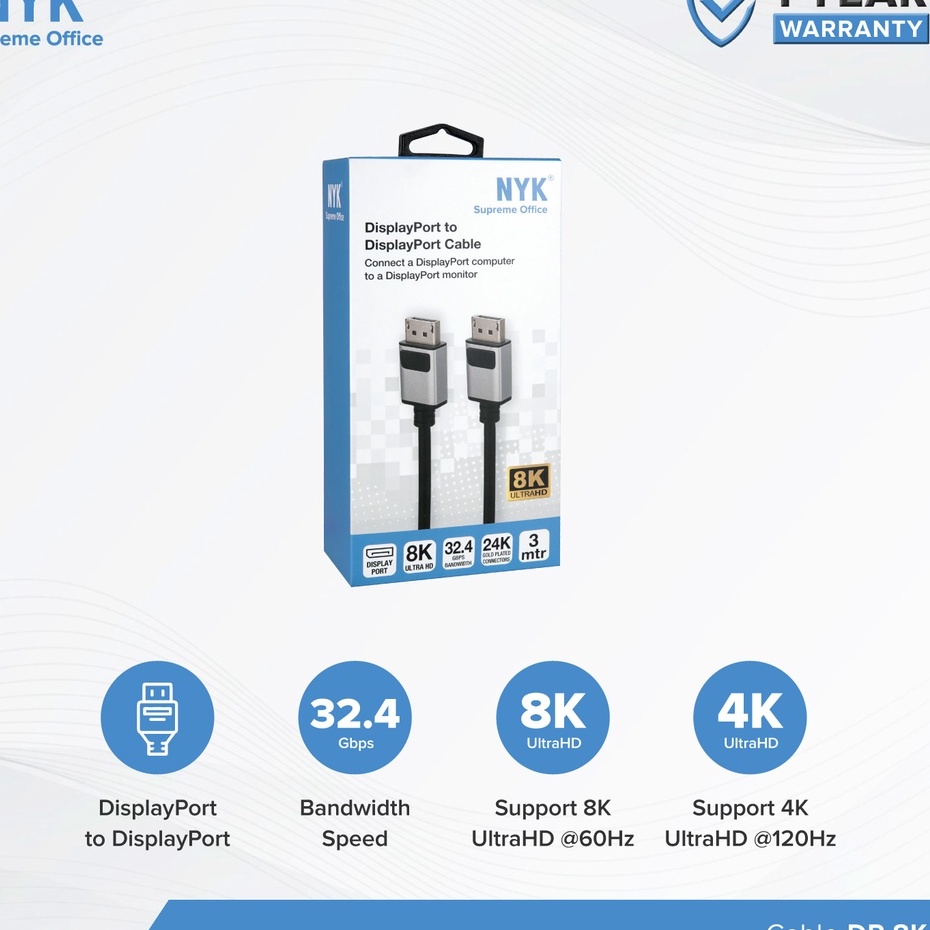 NYK Kabel Display Port to Display Port 8K/4K/2K COD (5)