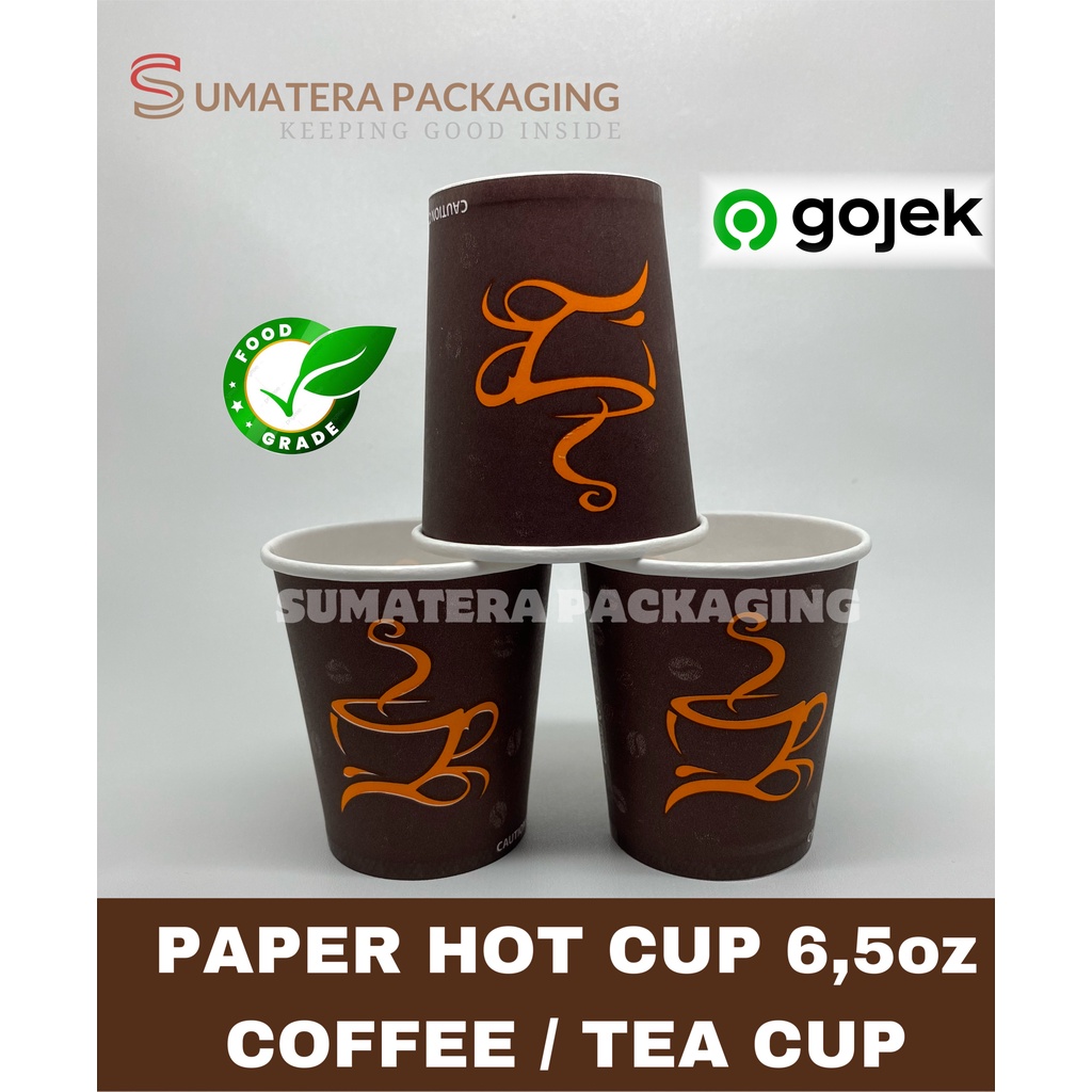 Jual Paper cup 6.5oz 50pcs Tebal Gelas Kertas Kopi Tahan Panas 200ml ...