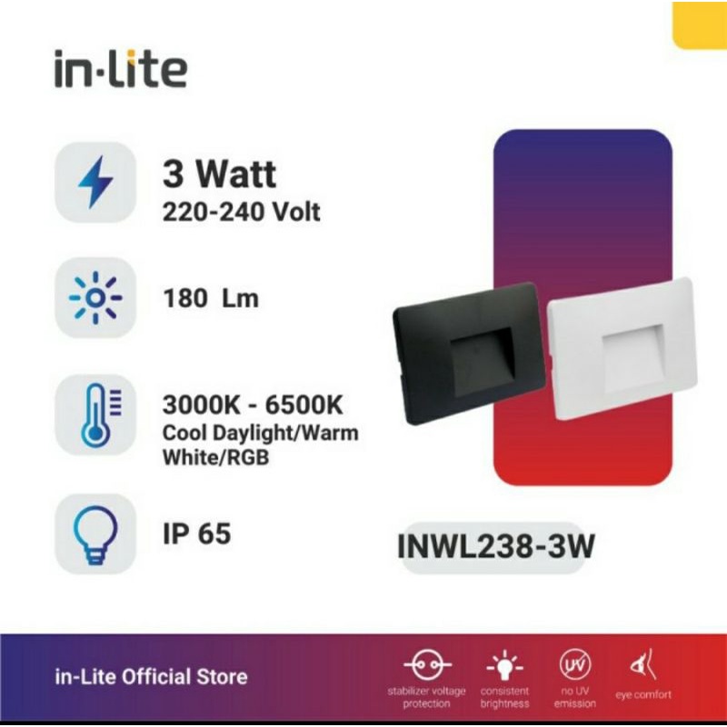 Jual INLITE - LAMPU DINDING LAMPU TANGGA LED INWL238 3WATT IP65 / STEP ...