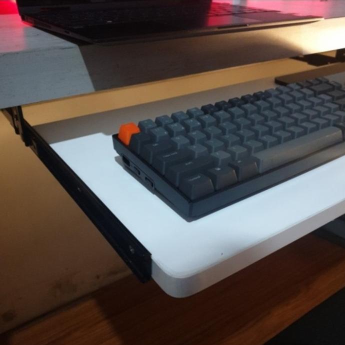 Jual rak keyboard tray rel laci tempat tatakan keyboard meja - putih ...