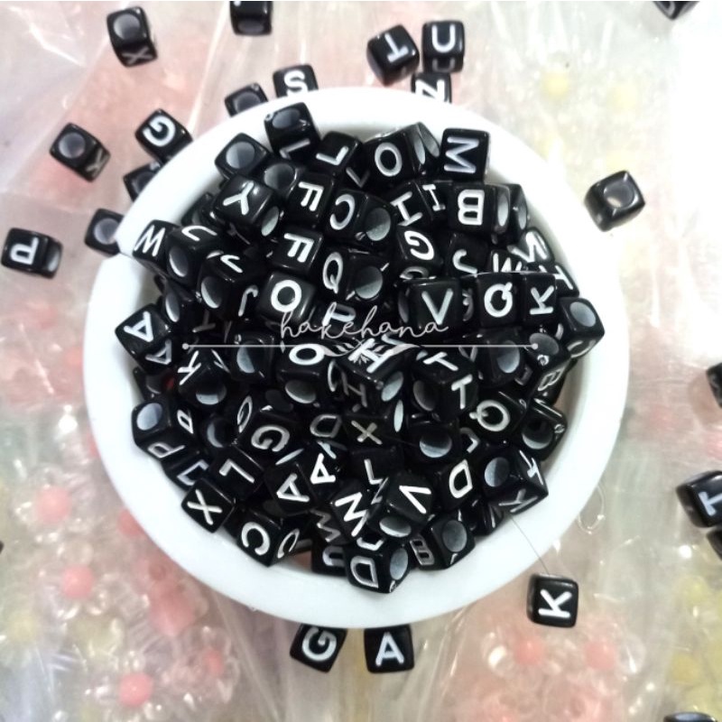 Jual Manik Huruf / Alfabet Hitam Kotak / Manik Abjad | Shopee Indonesia
