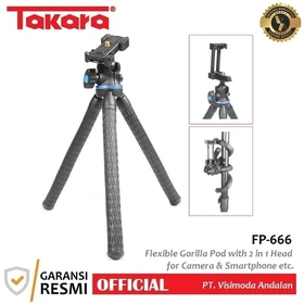 Takara FP 666 Mini Tripod Flexible With 2 In 1 Head For HP Camera Etc