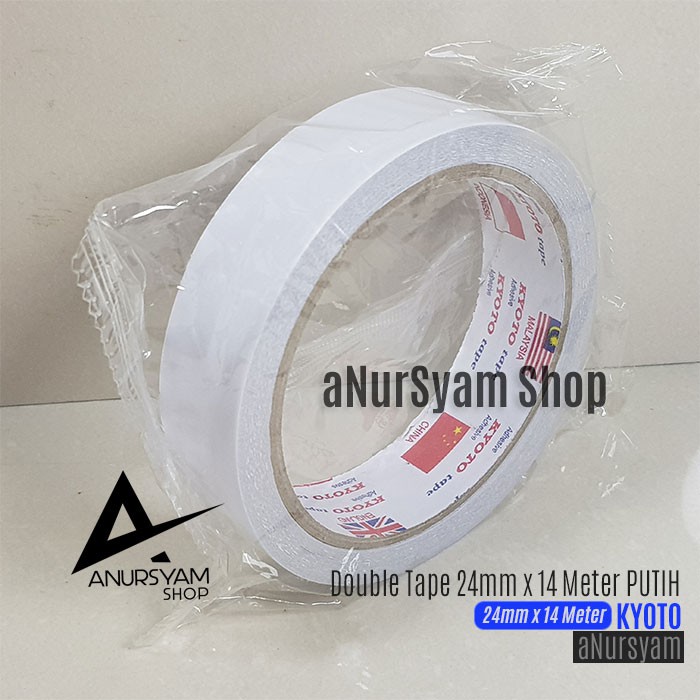 Jual Double Tape Putih 24 mm x 14 Meter KYOTO / Dobel Tape 24 mm