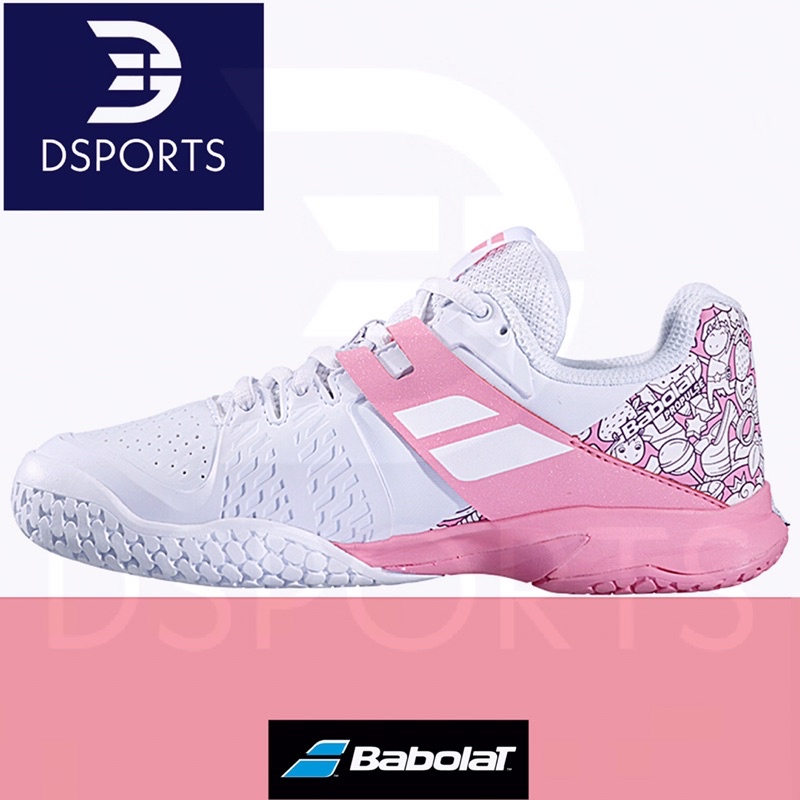 Babolat Propulse Junior White Geranium Pink JR Tennis Shoes Sepatu Tenis ORIGINAL