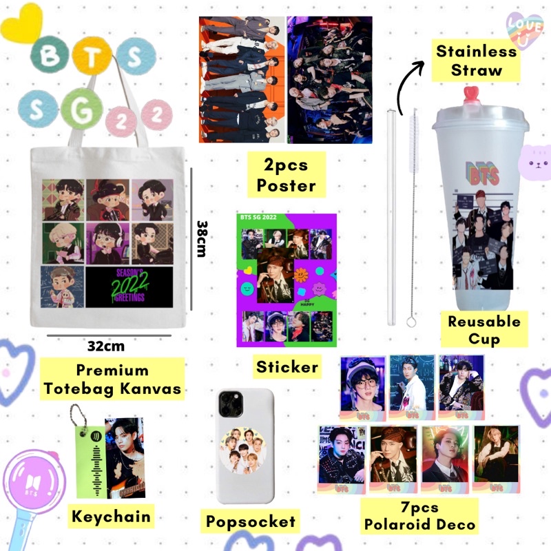 Jual BTS FANKIT REUSABLE CUP SEASON GREETING 2022 TOTEBAG KANVAS FANKIT ...