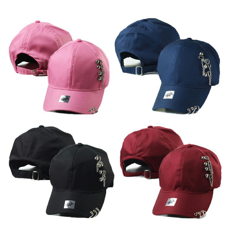 Jual Topi Baseball Pria Wanita / Topi K pop Aksen Piercing Rantai Korea ...