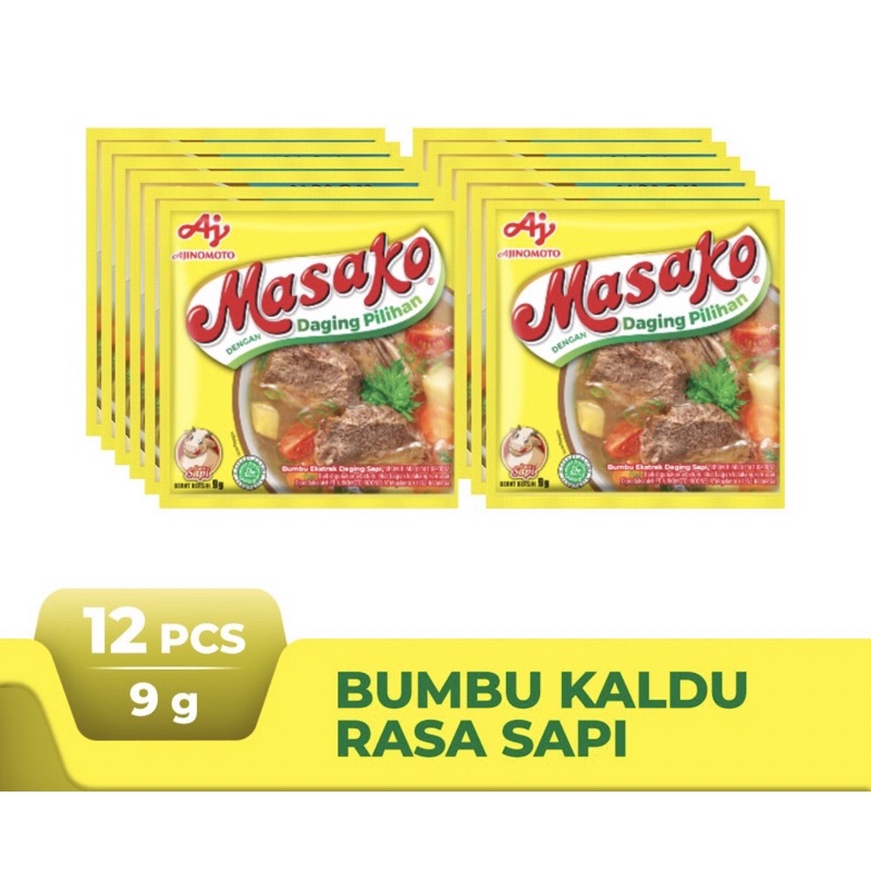 Jual Masako Bumbu Kaldu Penyedap Rasa Sapi Kemasan 9g X 12 Pcs Shopee