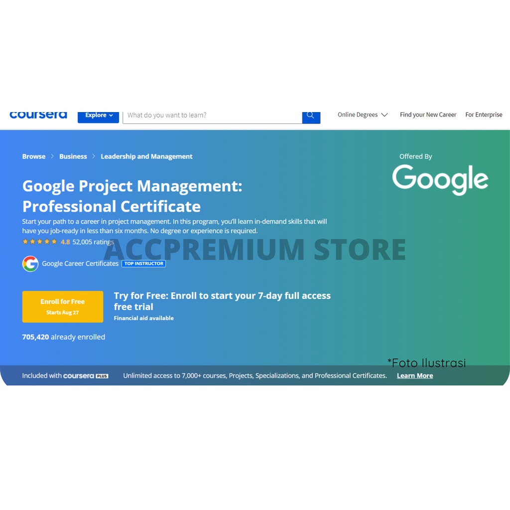 Jual BUNDLE COURSERA Googl-e Project Management: Professional ...