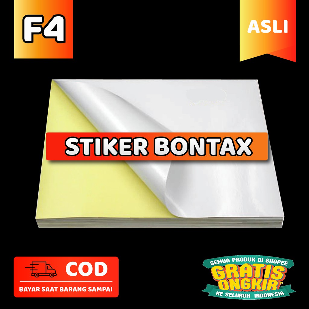 Jual Kertas Stiker Bontax F4 Polos Glossy Isi 50 Lembar Sticker Bontak