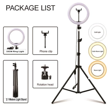 Ring Light Complete Set Lampu LED 33cm Tripod 210cm Phone Holder Complete Set Ringlight