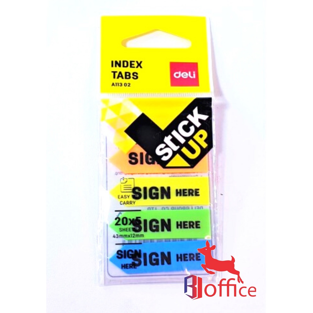 Jual Deli Index Tab Plastik Sign Here [44 × 12 mm/5 × 20 sheets/5 Warna ...