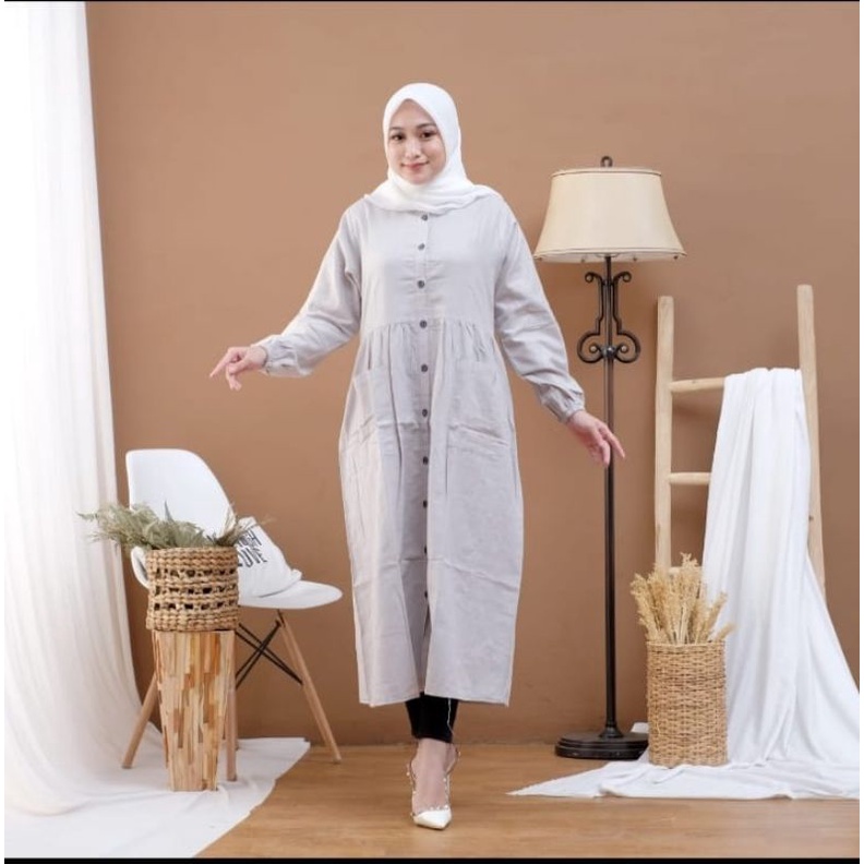 Jual MIDI DRESS KATUN LINEN RAMI PREMIUM | Shopee Indonesia