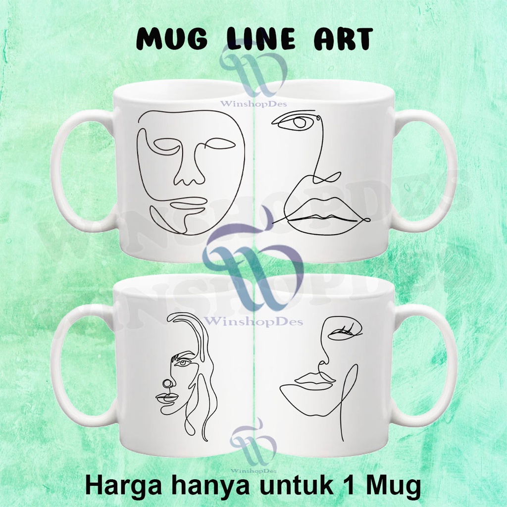 Jual MUG LINE ART / MUG AESTHETIC / MUG CUSTOM (PALING MURAH) Shopee