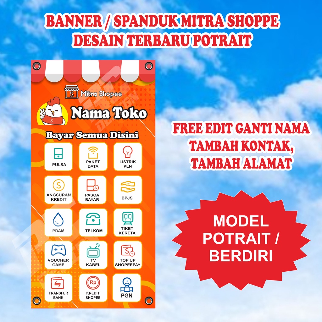 Jual Banner Spanduk Mitra Shopee Terbaru Potrait Shopee Indonesia