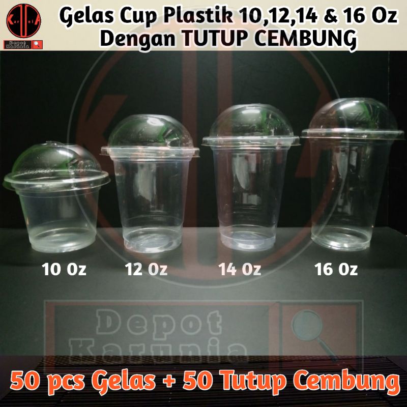 Jual 50pcs Gelas Plastik Cup 50pcs Tutup Cembungdomelid Shopee Indonesia 4433