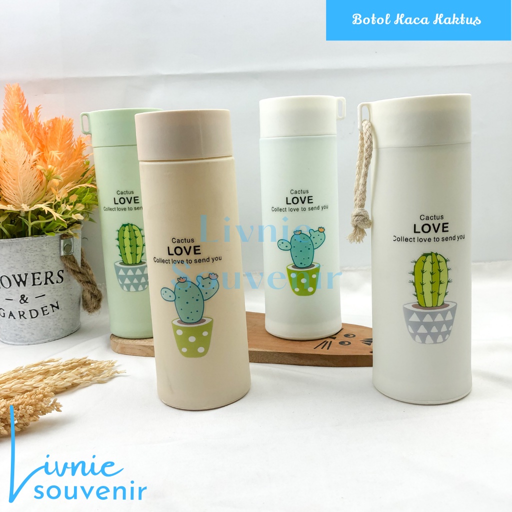 Jual Souvenir Botol Tumbler Kaca Kaktus Custom Sablon Shopee Indonesia