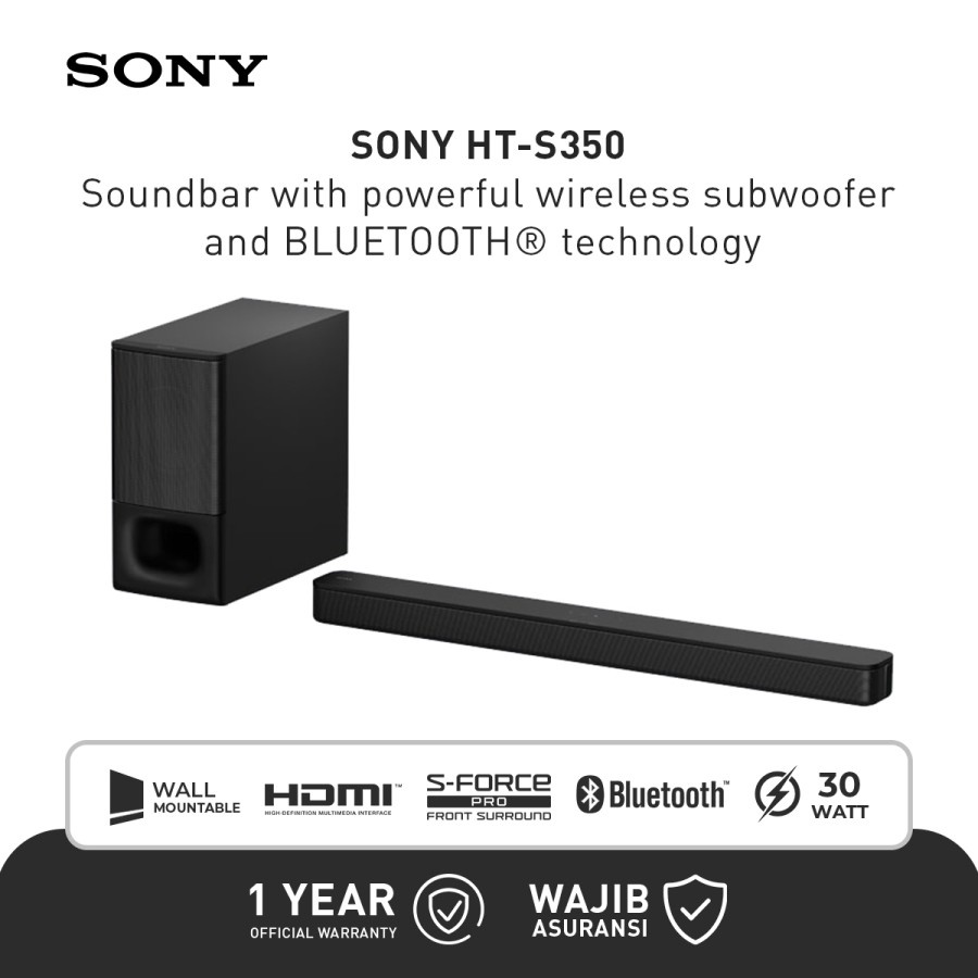 Jual Sony HT-S350 2.1 Soundbar with Powerful Wireless Subwoofer & Bluetooth  | Shopee Indonesia