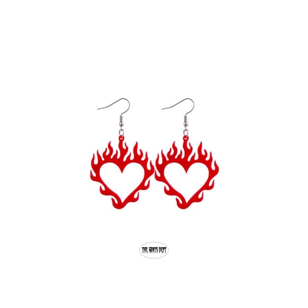 Jual The Goats Dept - Flame Love Earrings / anting api resin hitam pink ...