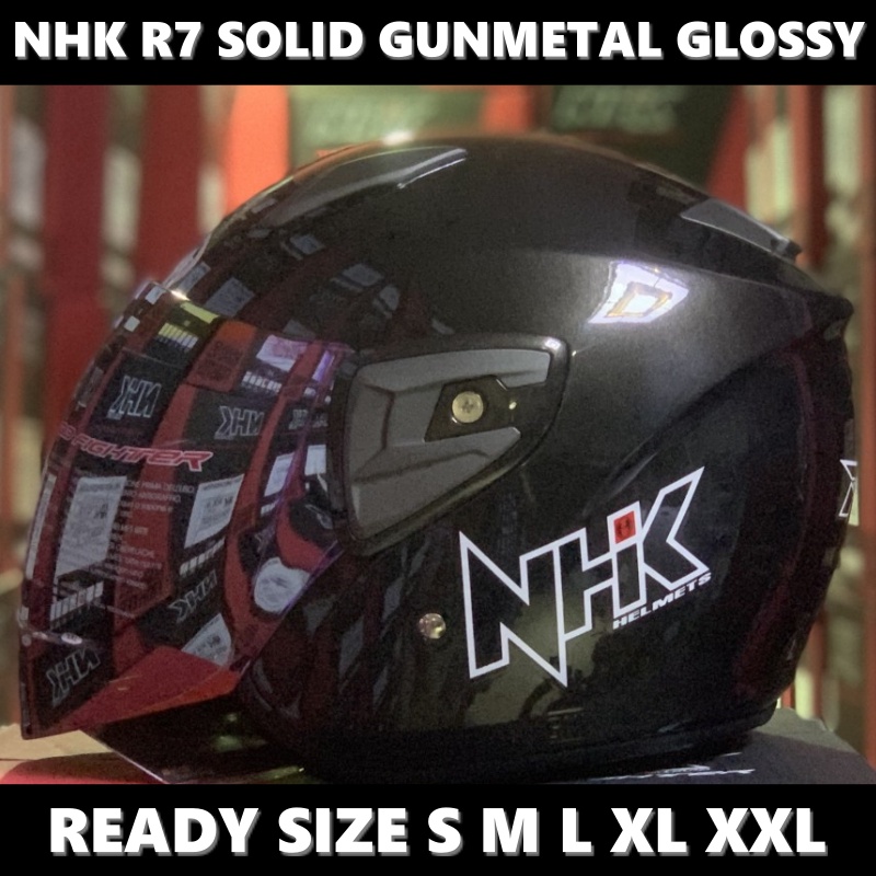 Jual HELM NHK R7 SOLID GUN METAL GLOSSY HALF FACE SINGLE VISOR | Shopee ...