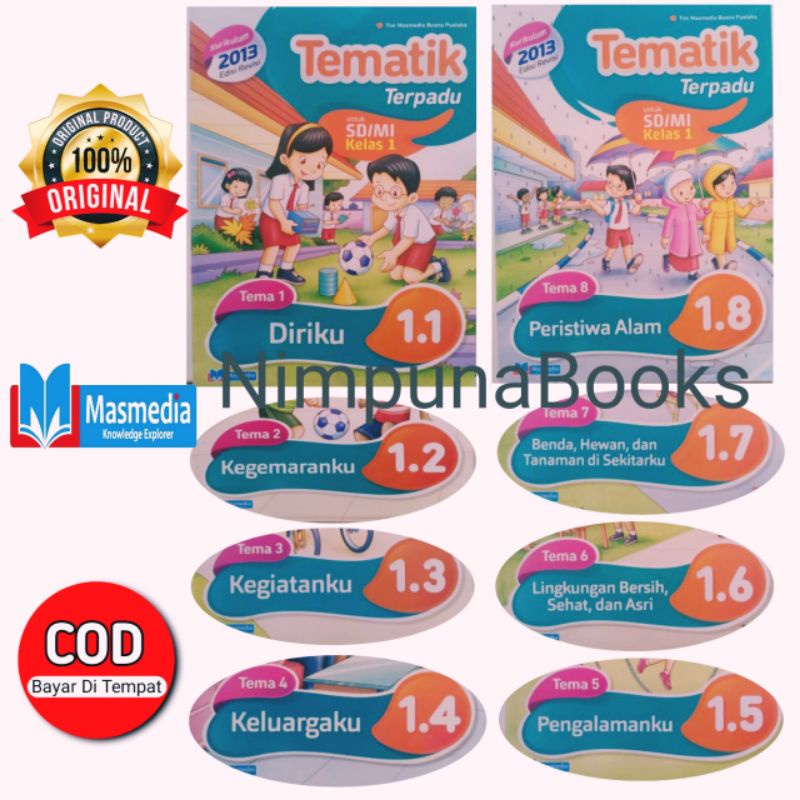 Jual Buku Tematik Terpadu Kelas 1 Tema 1 2 3 4 5 6 7 8 Masmedia ...