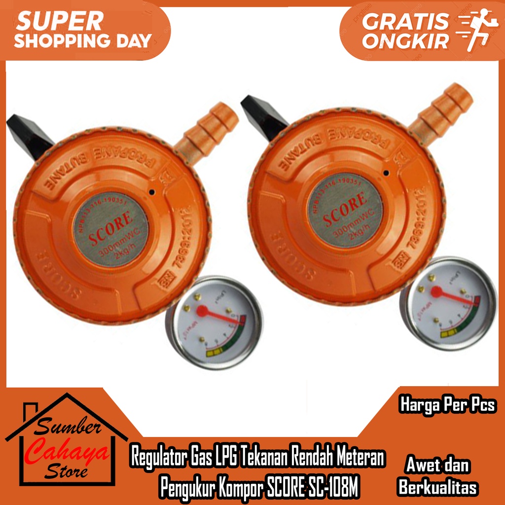 Jual Regulator Gas LPG Tekanan Rendah Meteran Pengukur Kompor SCORE SC