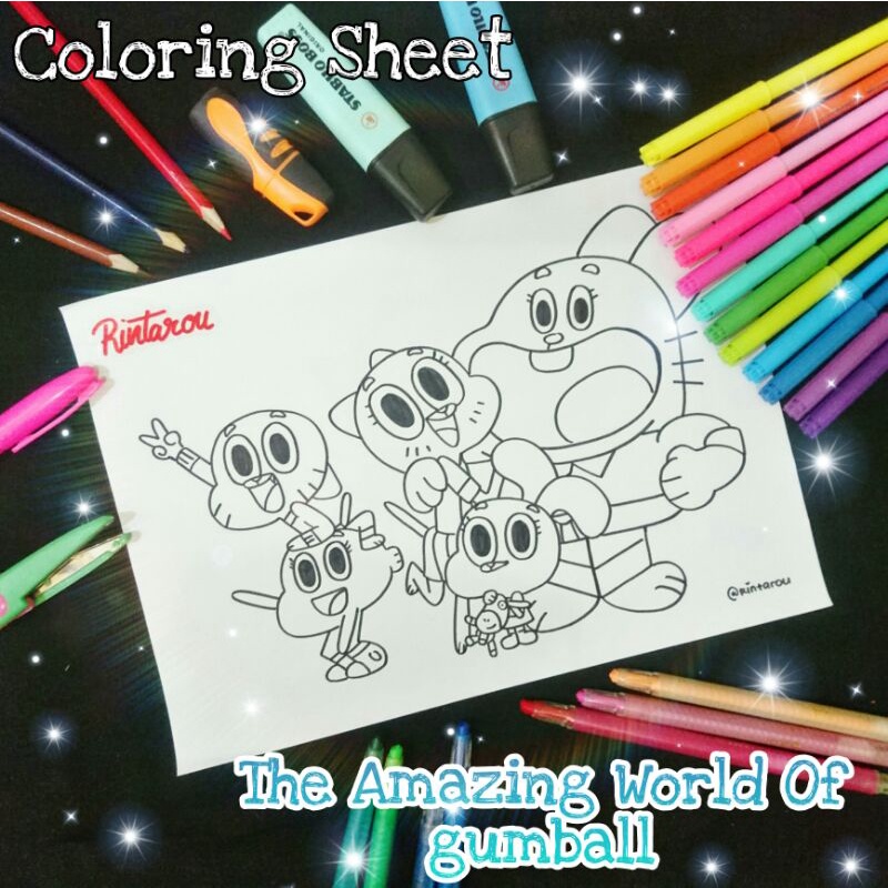 Jual Coloring Sheet Animasi The Amazing World of Gumball | Shopee Indonesia