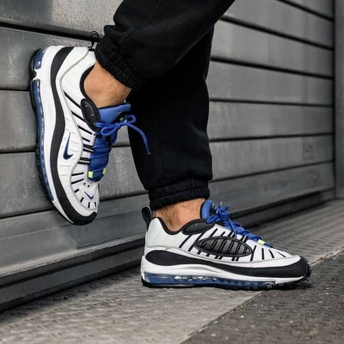 Jual PROMO NIKE AIRMAX 98 WHITE BLACK BLUE VOLT KUALITAS