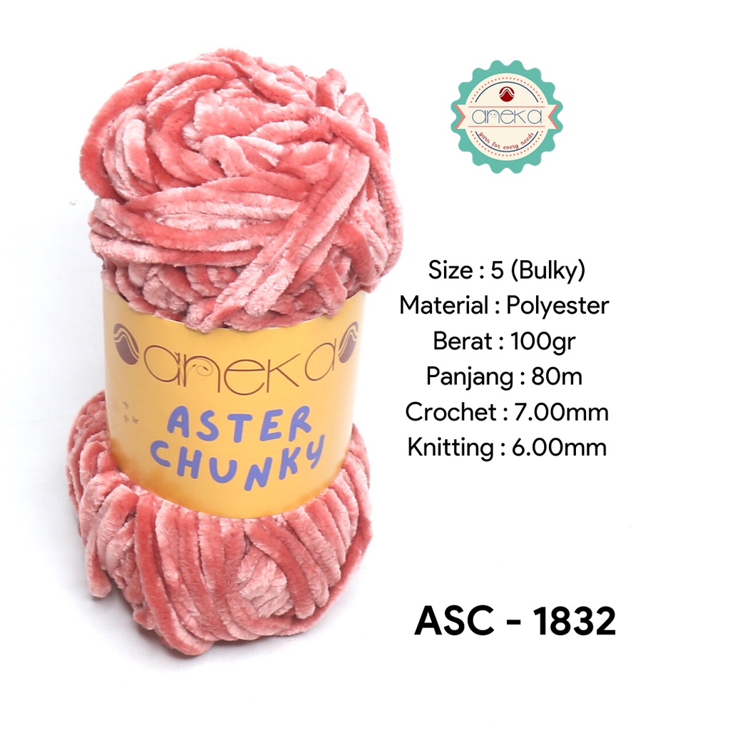 Jual Benang Rajut Bludru Aster Chunky Velvet Knitting Yarn 1832