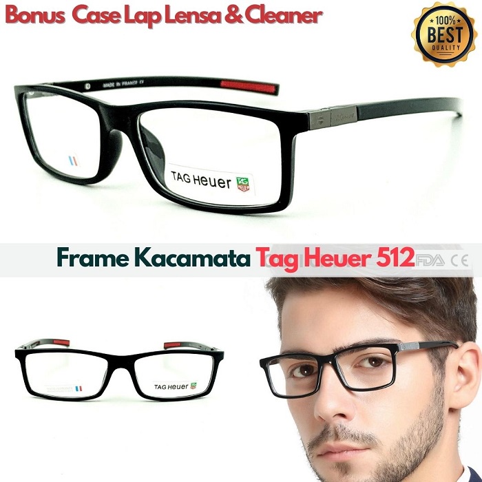 Frame Kacamata Pria Ekslusif Tag Heuer 0512 Premium Bisa Lensa Minus Baca Anti Radiasi Photocromic Bluecromic