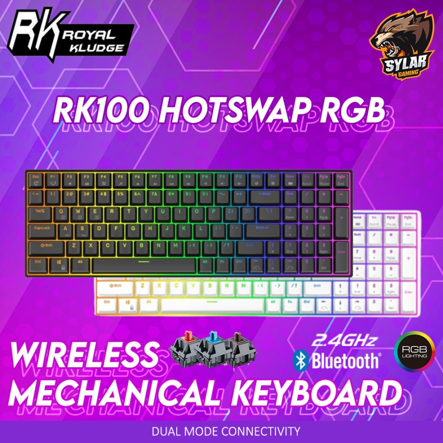Jual Royal Kludge RK100 Hotswap RGB Wireless Mechanical Gaming Keyboard
