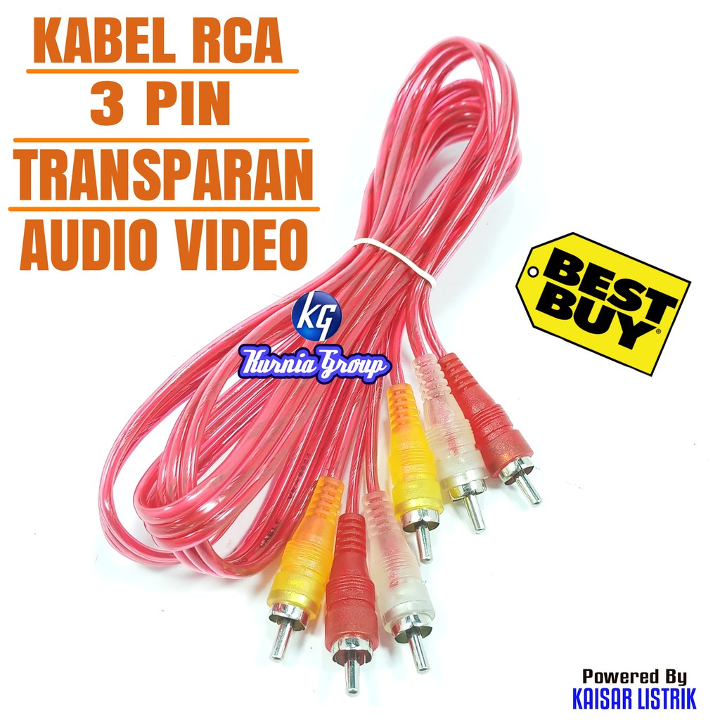Jual Kabel RCA 3-3 Audio Video Transparan 1.5m AV 3 pin Jek Cable DVD ...
