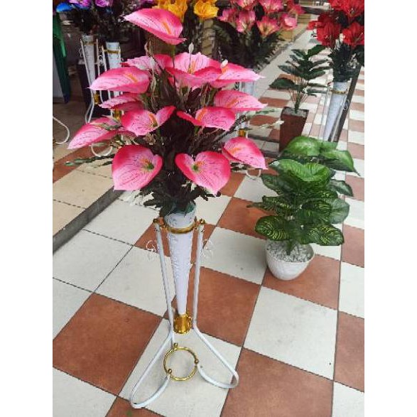 Jual E07R Rangkaian bunga anthurium / bunga Lilly pot dengan besi ...