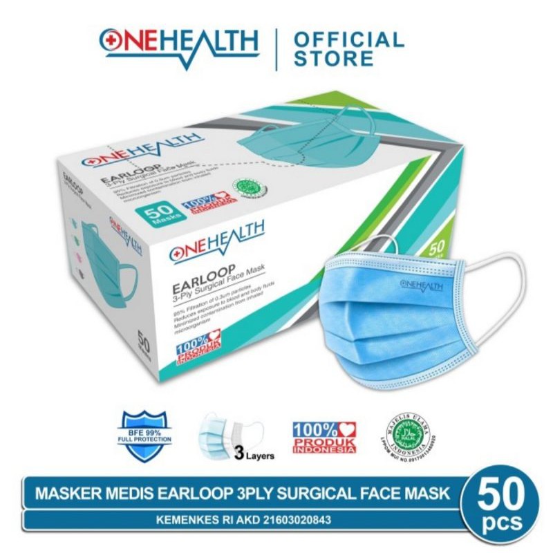 Jual MASKER ONE HEALTH MEDIS SURGICAL 3PLY ONEHEALTH | Shopee Indonesia