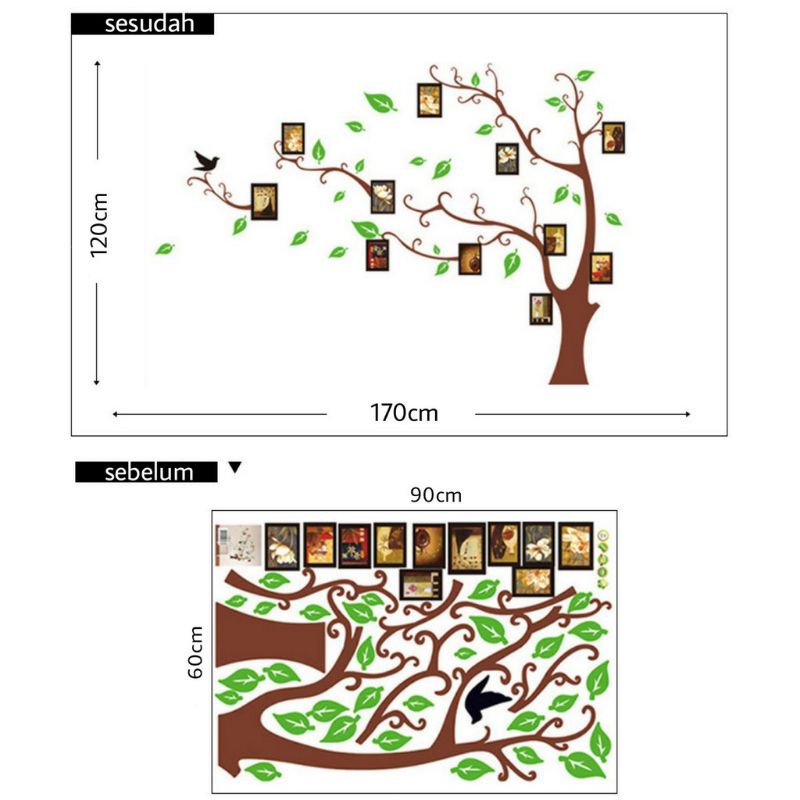 Jual wall sticker stiker pohon hijau tree bingkai foto frame hiasan ...